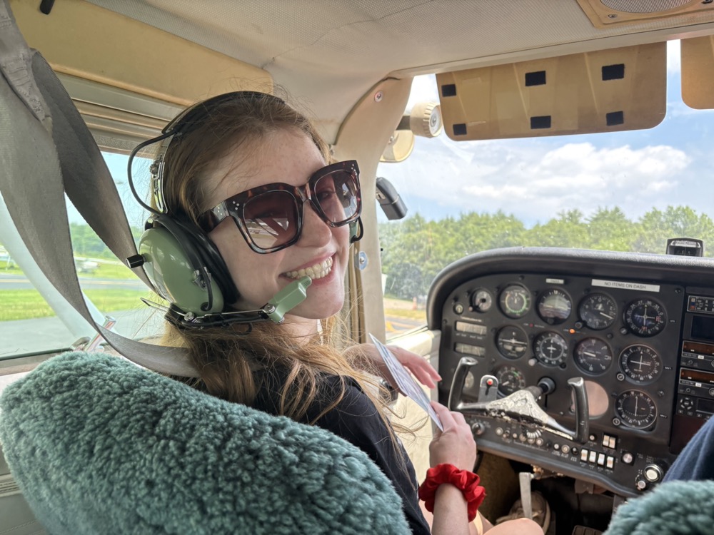 Kristin Pischel at the controls